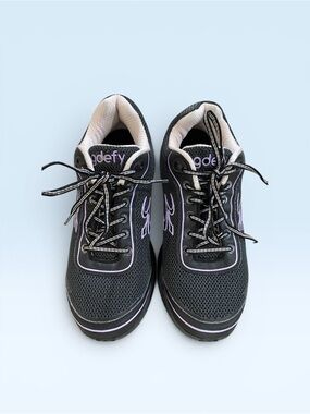 Gravity Defyer G-Defy Mighty Walk Women's 10 Black Purple Shoes TB9024FLP-M